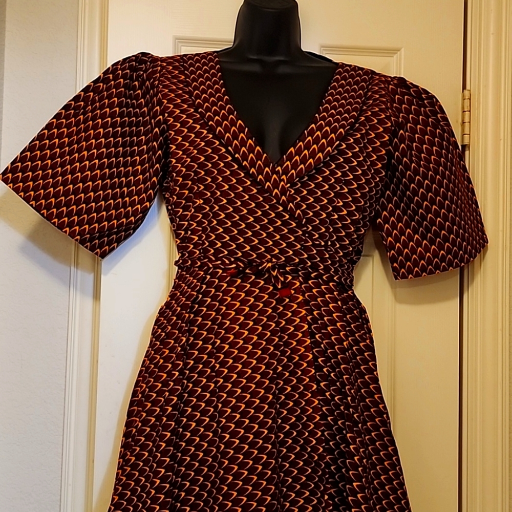 Ankara African Print Wrap Dress - Picture 2 of 9